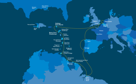 Carte de la ligne Europa - El Caribe - América del Sur - Europa