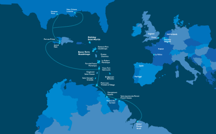 Carte de la ligne EUA - El Caribe